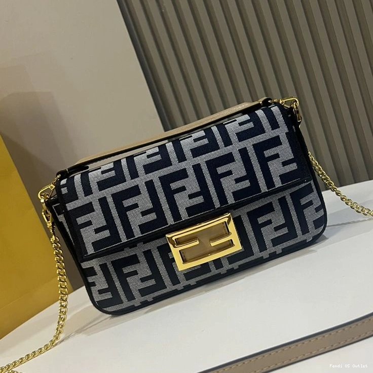HOT Baguette Motif Fendi FF Mini Bag In Fabric Black 0725